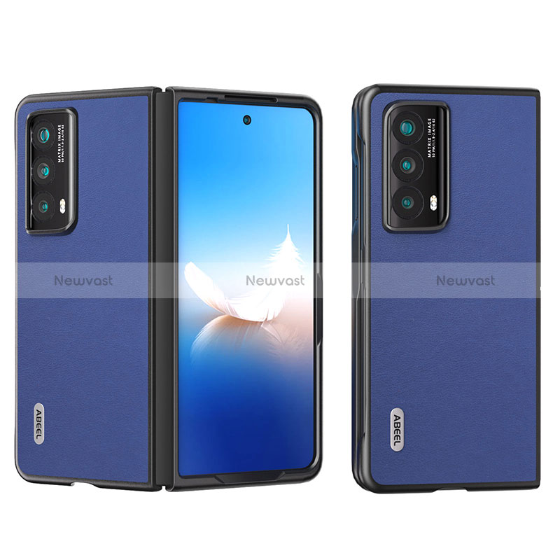 Luxury Leather Matte Finish and Plastic Back Cover Case B11H for Huawei Honor Magic Vs2 5G Navy Blue