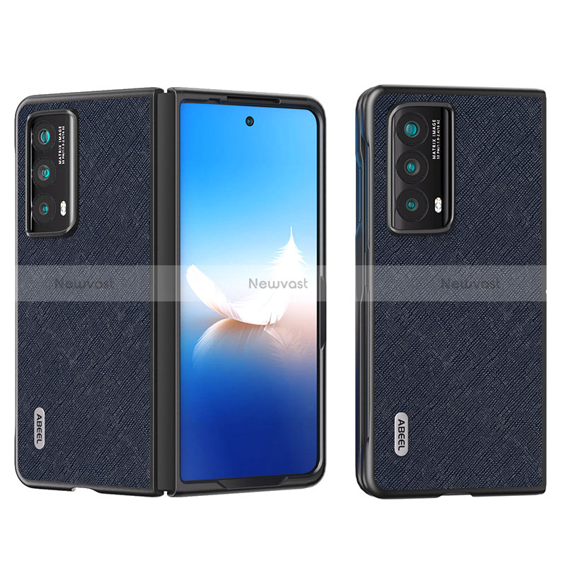 Luxury Leather Matte Finish and Plastic Back Cover Case B20H for Huawei Honor Magic Vs2 5G Blue