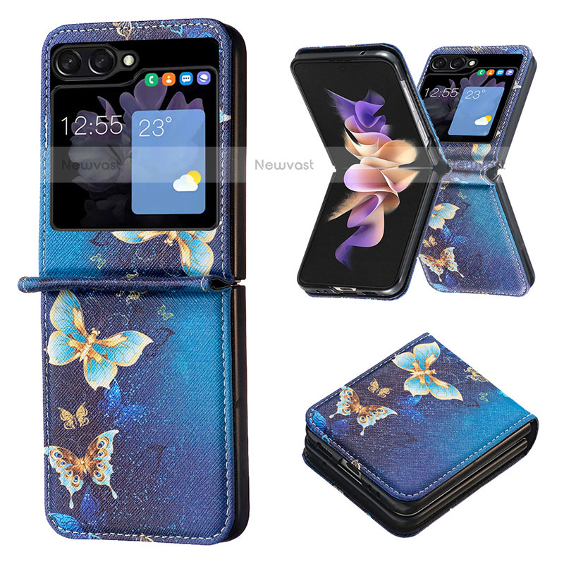 Luxury Leather Matte Finish and Plastic Back Cover Case BF1 for Samsung Galaxy Z Flip5 5G