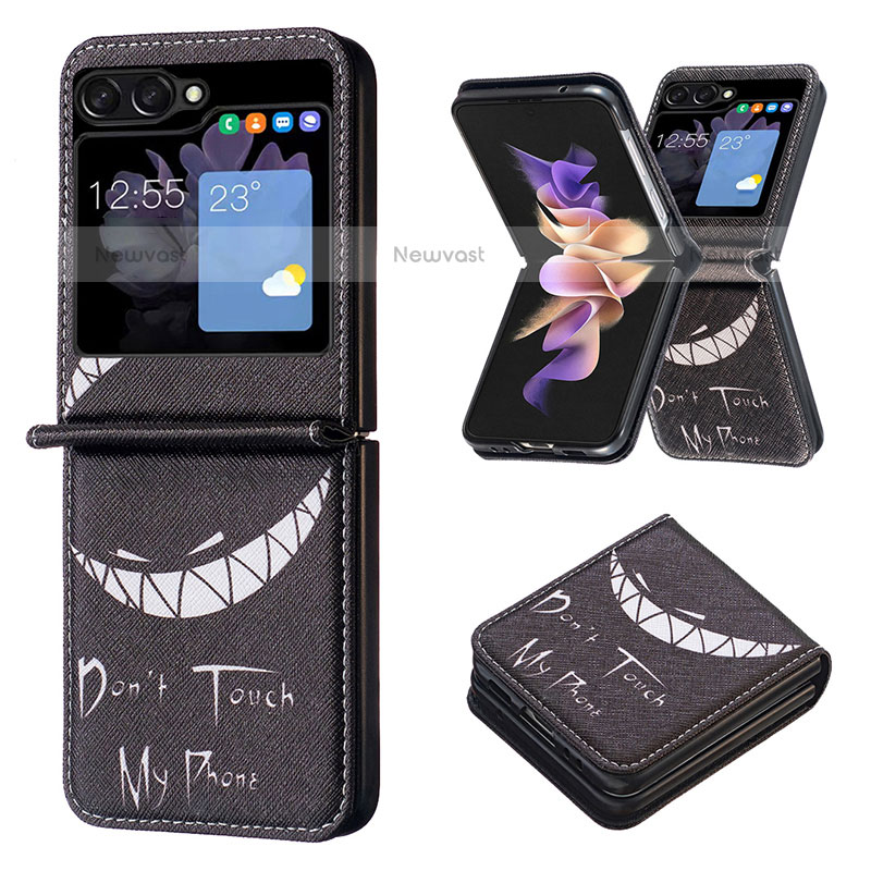 Luxury Leather Matte Finish and Plastic Back Cover Case BF1 for Samsung Galaxy Z Flip5 5G