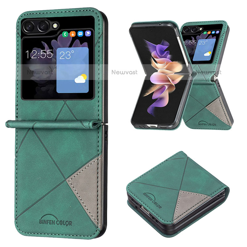 Luxury Leather Matte Finish and Plastic Back Cover Case BF3 for Samsung Galaxy Z Flip5 5G