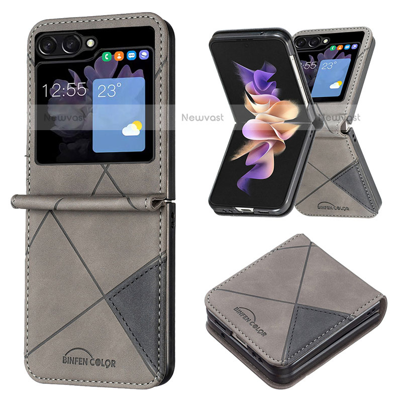 Luxury Leather Matte Finish and Plastic Back Cover Case BF3 for Samsung Galaxy Z Flip5 5G