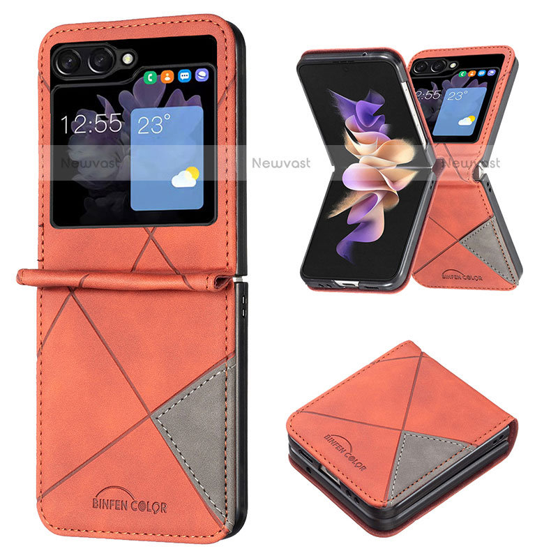 Luxury Leather Matte Finish and Plastic Back Cover Case BF3 for Samsung Galaxy Z Flip5 5G