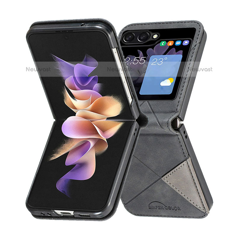 Luxury Leather Matte Finish and Plastic Back Cover Case BF3 for Samsung Galaxy Z Flip5 5G