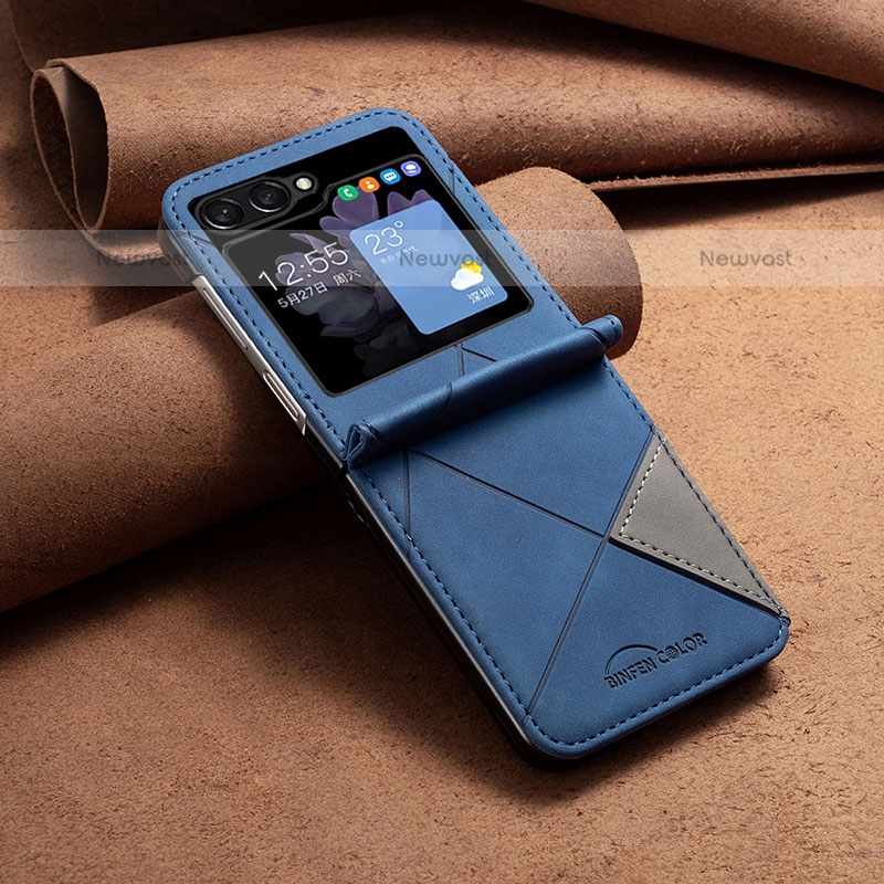 Luxury Leather Matte Finish and Plastic Back Cover Case BF4 for Samsung Galaxy Z Flip5 5G