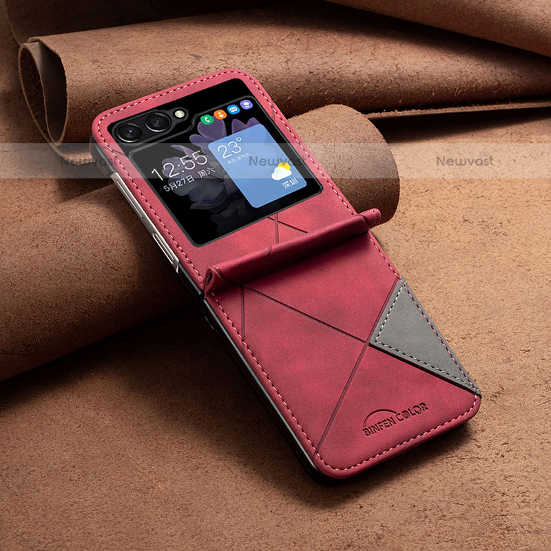 Luxury Leather Matte Finish and Plastic Back Cover Case BF4 for Samsung Galaxy Z Flip5 5G