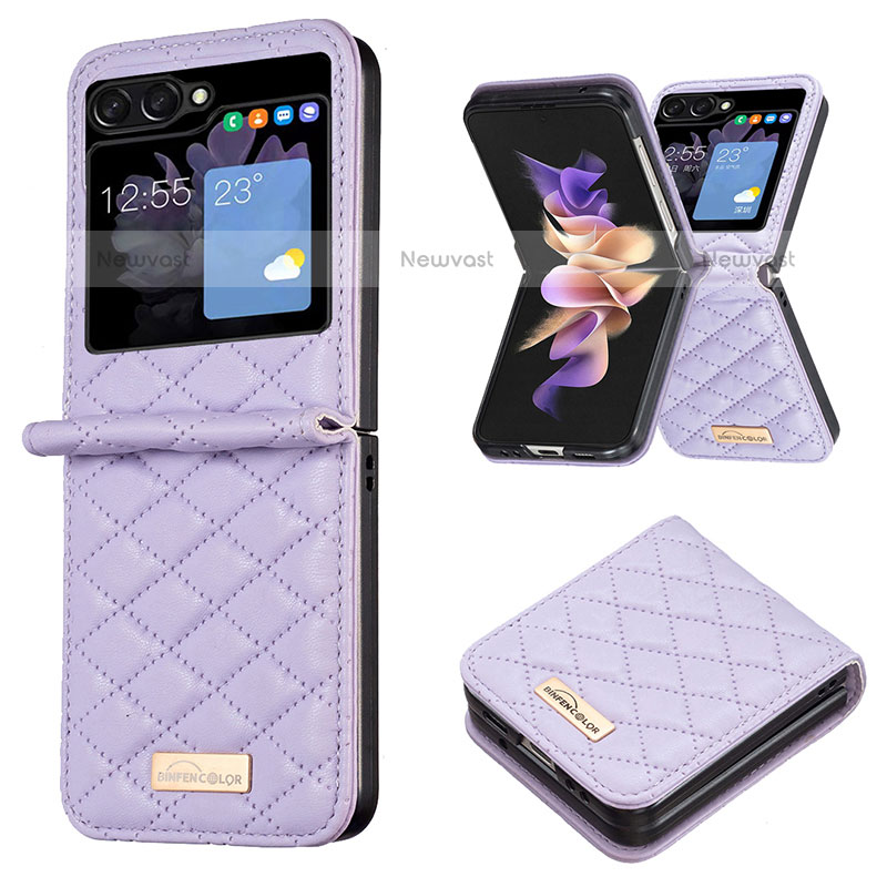 Luxury Leather Matte Finish and Plastic Back Cover Case BF5 for Samsung Galaxy Z Flip5 5G