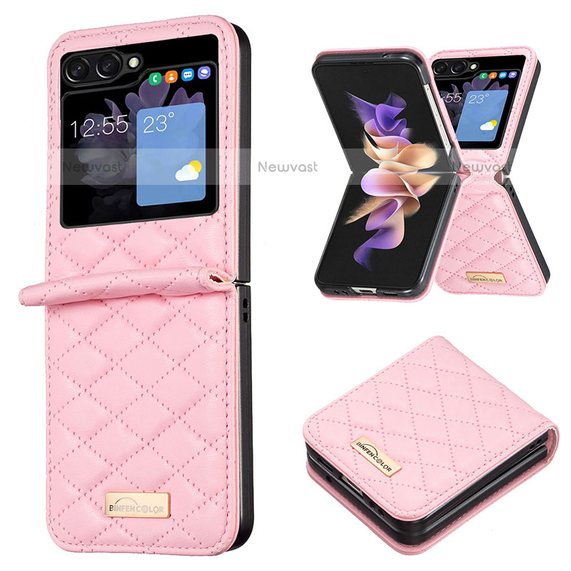 Luxury Leather Matte Finish and Plastic Back Cover Case BF5 for Samsung Galaxy Z Flip5 5G