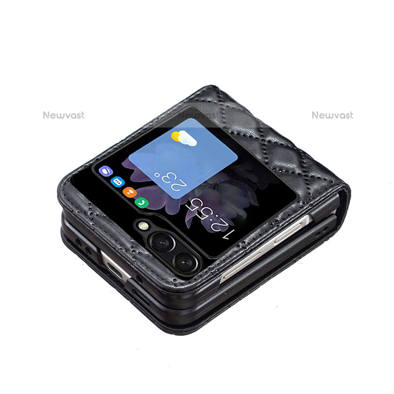 Luxury Leather Matte Finish and Plastic Back Cover Case BF5 for Samsung Galaxy Z Flip5 5G