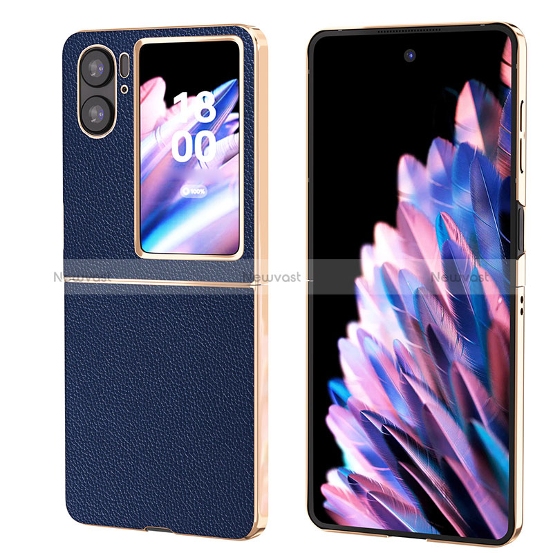 Luxury Leather Matte Finish and Plastic Back Cover Case BH1 for Oppo Find N2 Flip 5G