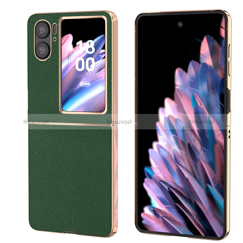 Luxury Leather Matte Finish and Plastic Back Cover Case BH1 for Oppo Find N2 Flip 5G