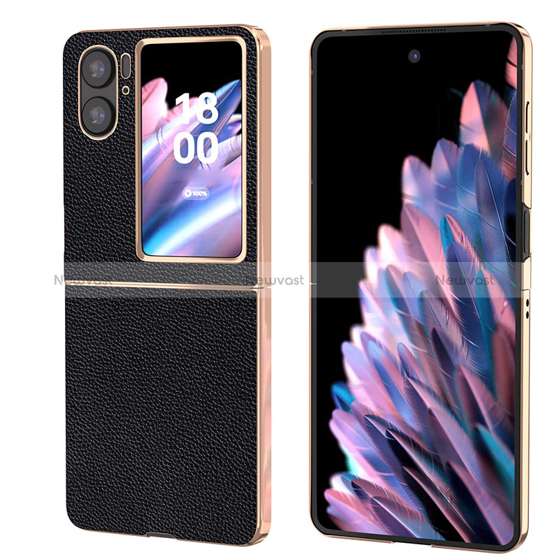 Luxury Leather Matte Finish and Plastic Back Cover Case BH1 for Oppo Find N2 Flip 5G