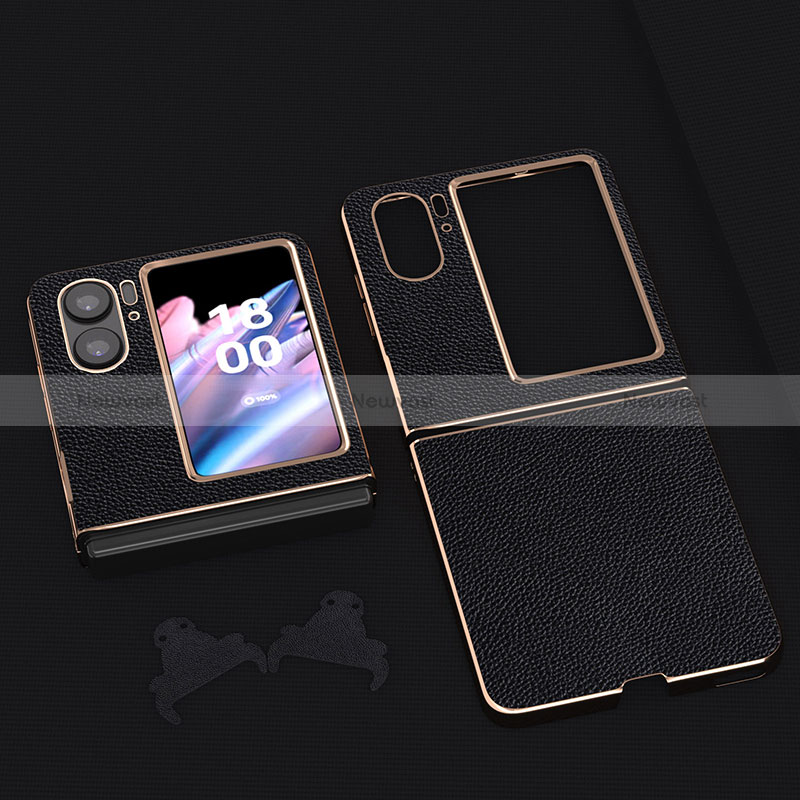 Luxury Leather Matte Finish and Plastic Back Cover Case BH1 for Oppo Find N2 Flip 5G