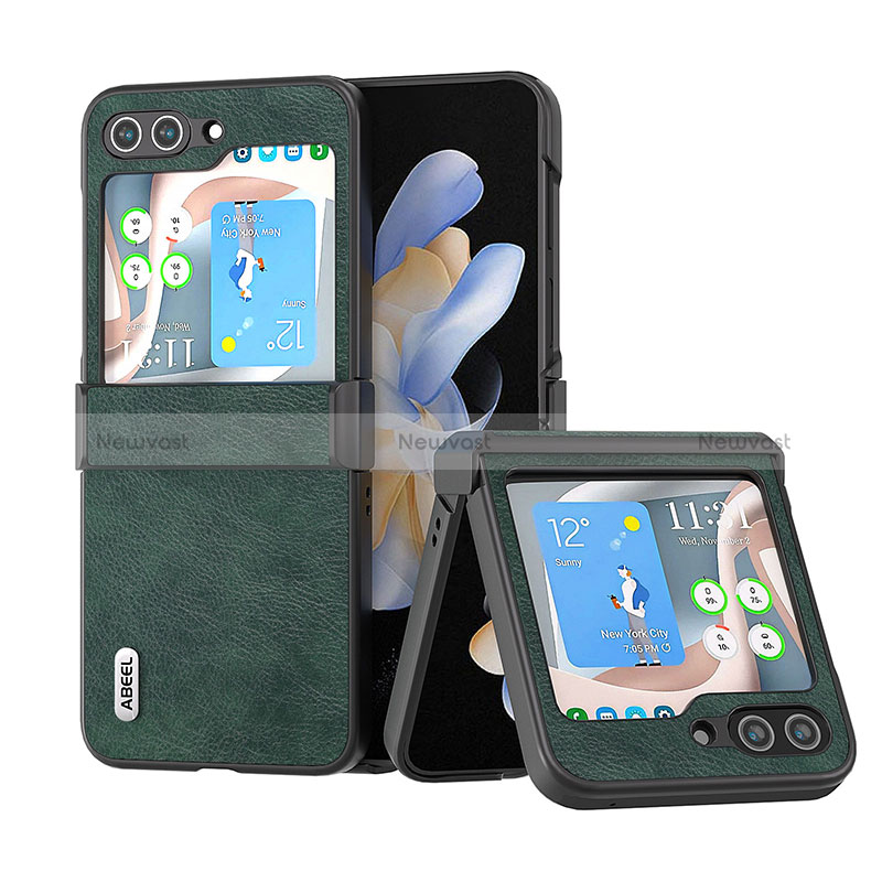 Luxury Leather Matte Finish and Plastic Back Cover Case BH1 for Samsung Galaxy Z Flip5 5G