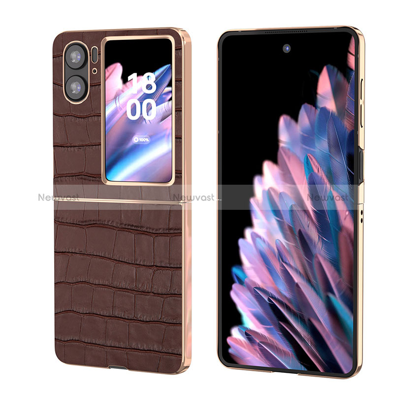 Luxury Leather Matte Finish and Plastic Back Cover Case BH12 for Oppo Find N2 Flip 5G