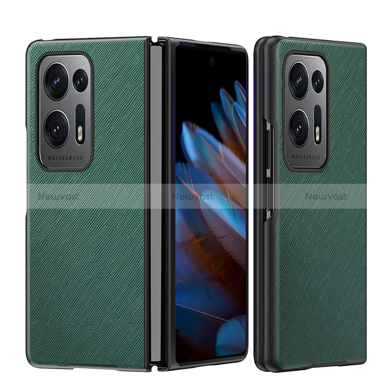 Luxury Leather Matte Finish and Plastic Back Cover Case BH13 for Oppo Find N2 5G Green