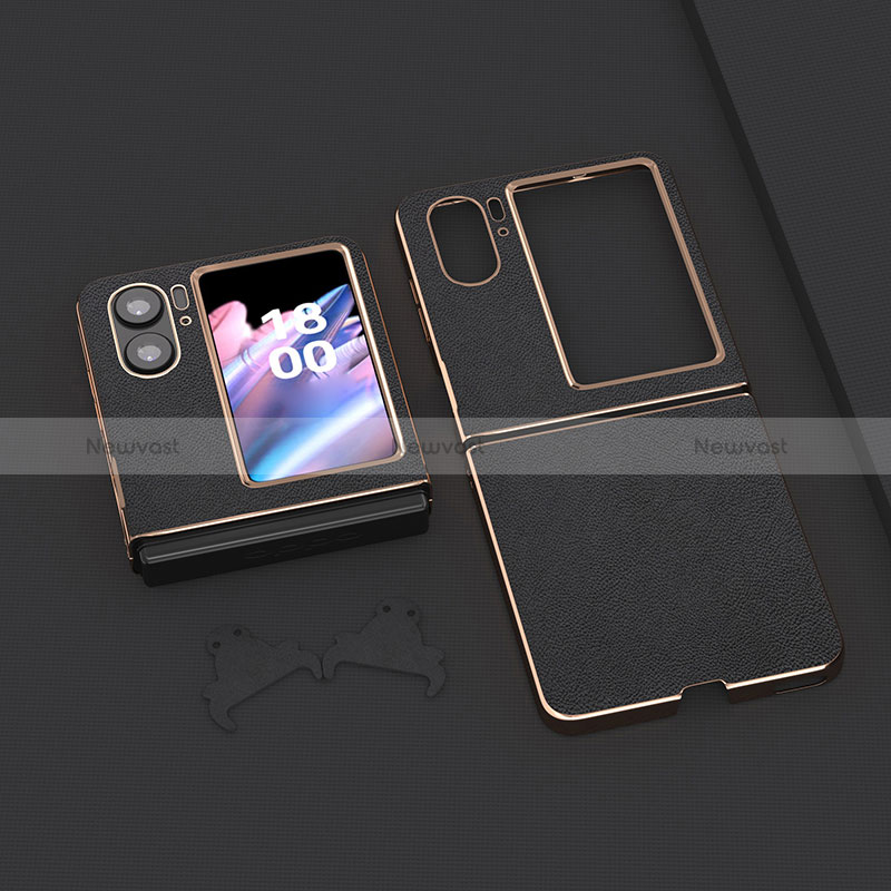 Luxury Leather Matte Finish and Plastic Back Cover Case BH13 for Oppo Find N2 Flip 5G