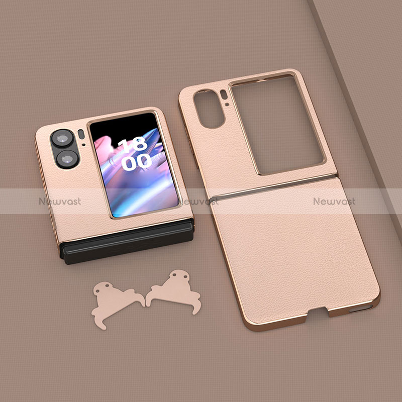 Luxury Leather Matte Finish and Plastic Back Cover Case BH13 for Oppo Find N2 Flip 5G