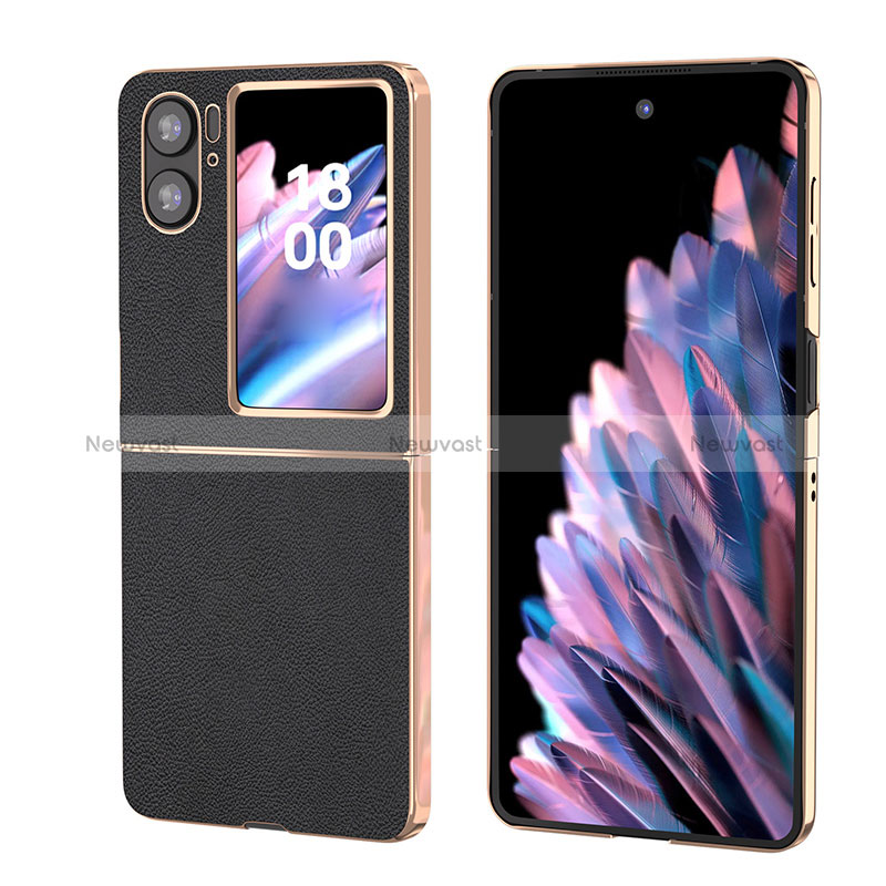 Luxury Leather Matte Finish and Plastic Back Cover Case BH13 for Oppo Find N2 Flip 5G