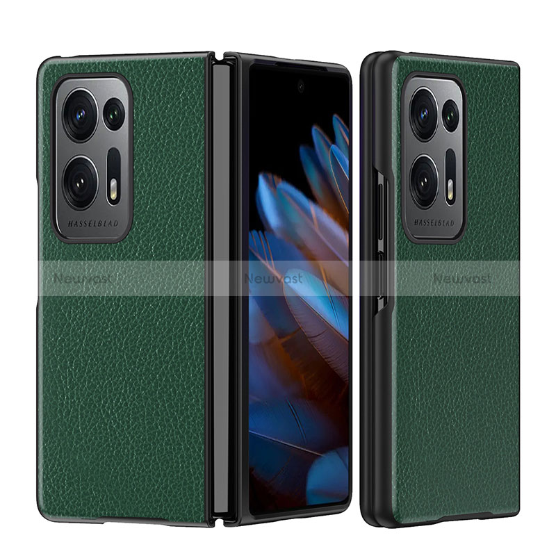 Luxury Leather Matte Finish and Plastic Back Cover Case BH14 for Oppo Find N2 5G Green