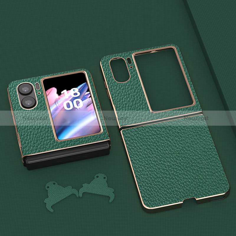Luxury Leather Matte Finish and Plastic Back Cover Case BH14 for Oppo Find N2 Flip 5G