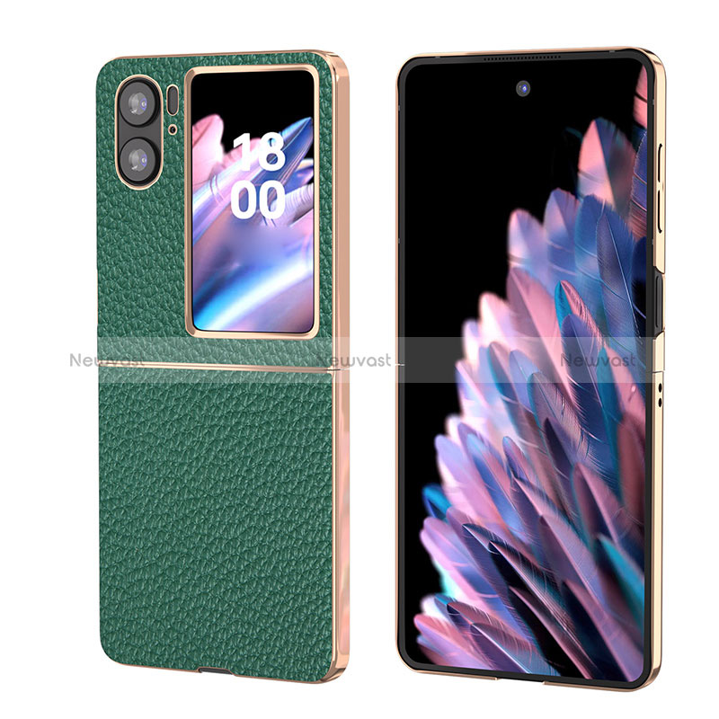 Luxury Leather Matte Finish and Plastic Back Cover Case BH14 for Oppo Find N2 Flip 5G