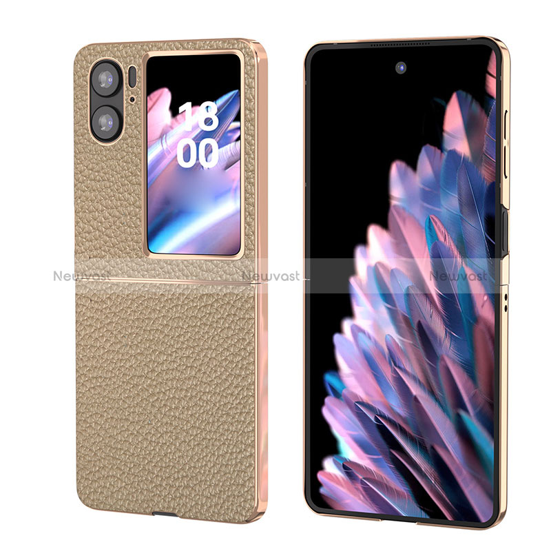 Luxury Leather Matte Finish and Plastic Back Cover Case BH14 for Oppo Find N2 Flip 5G