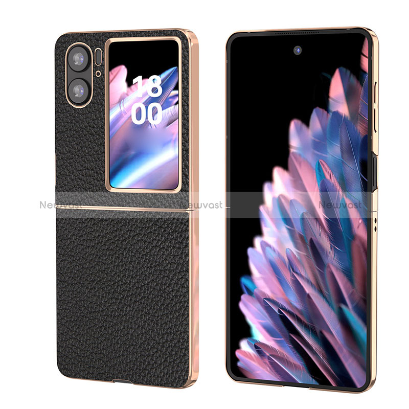 Luxury Leather Matte Finish and Plastic Back Cover Case BH14 for Oppo Find N2 Flip 5G