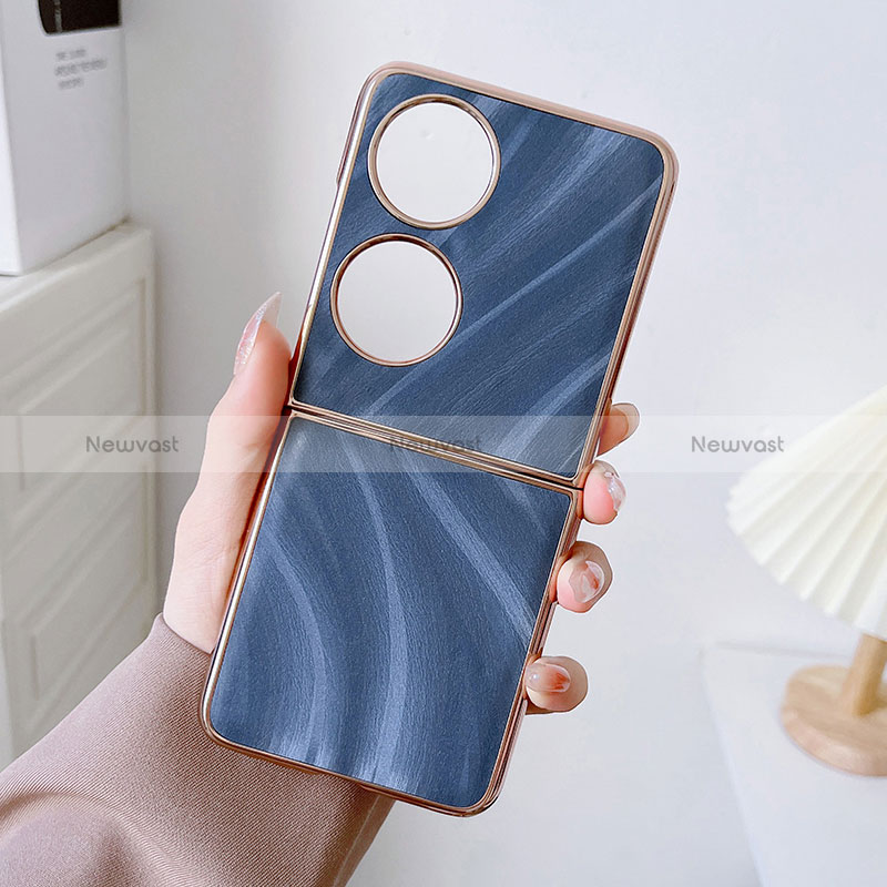 Luxury Leather Matte Finish and Plastic Back Cover Case BH2 for Huawei P50 Pocket