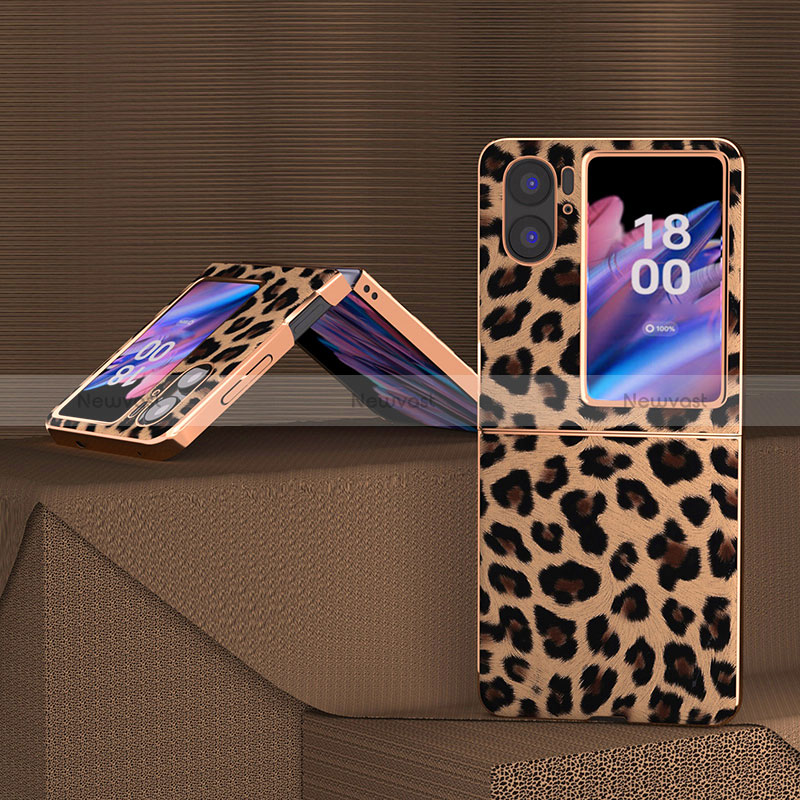 Luxury Leather Matte Finish and Plastic Back Cover Case BH2 for Oppo Find N2 Flip 5G