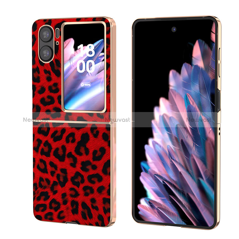 Luxury Leather Matte Finish and Plastic Back Cover Case BH2 for Oppo Find N2 Flip 5G