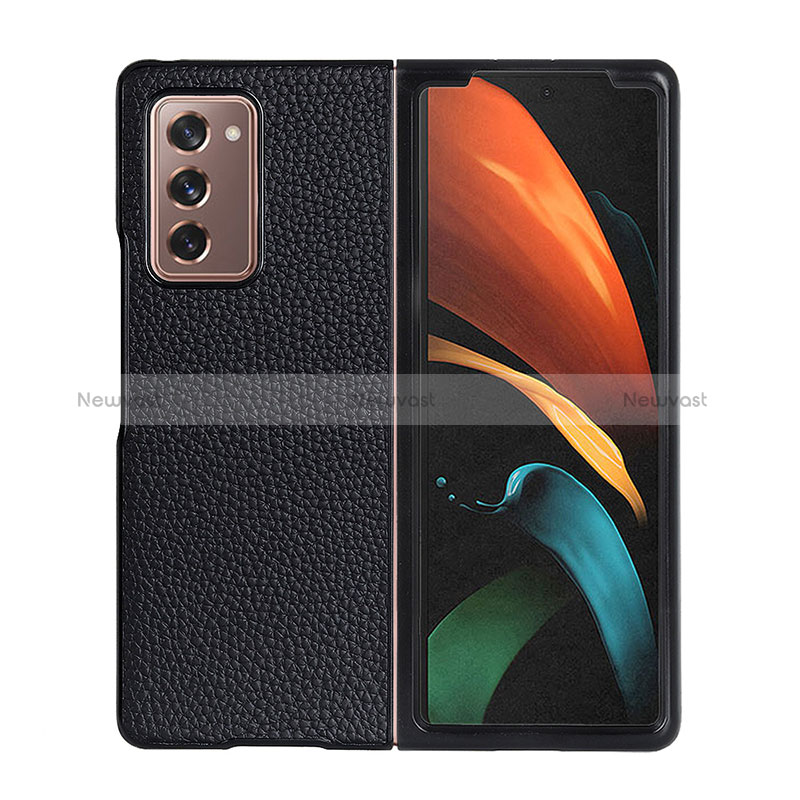 Luxury Leather Matte Finish and Plastic Back Cover Case BH2 for Samsung Galaxy Z Fold2 5G