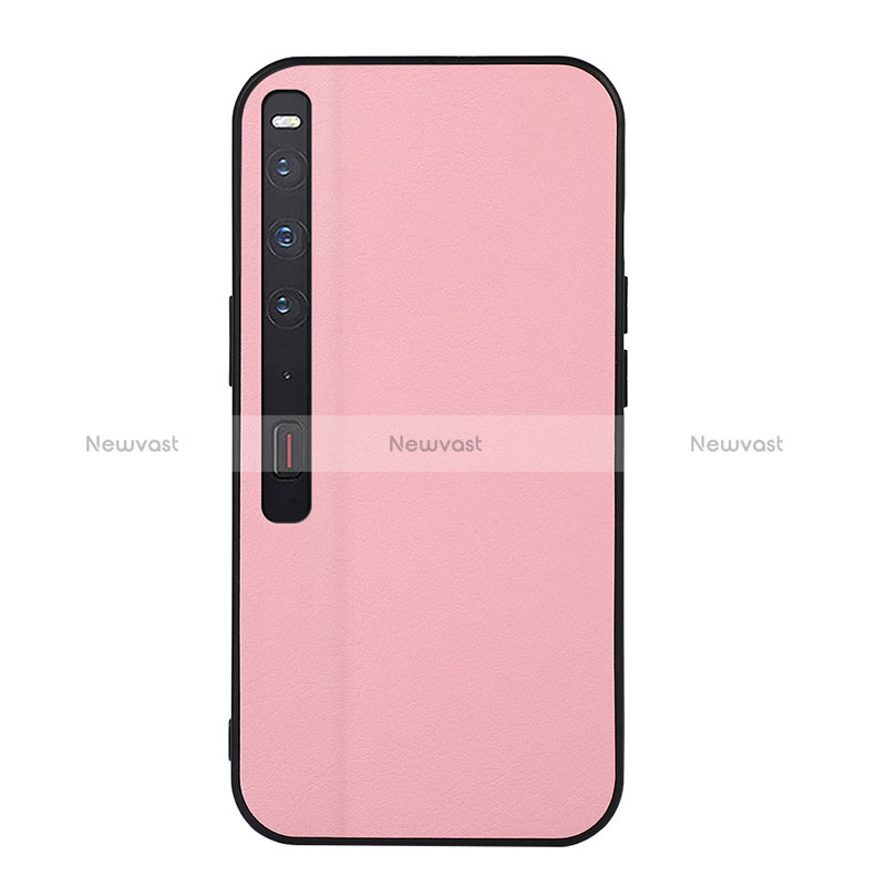 Luxury Leather Matte Finish and Plastic Back Cover Case BH3 for Huawei Mate Xs 2 Pink