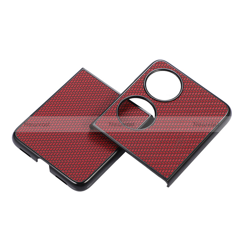 Luxury Leather Matte Finish and Plastic Back Cover Case BH3 for Huawei P60 Pocket Red