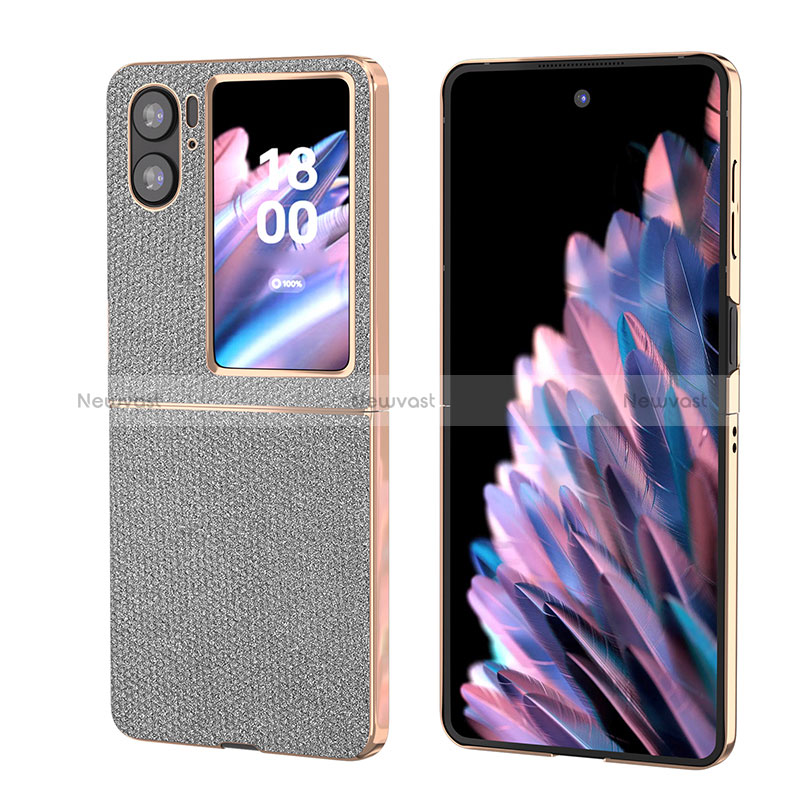 Luxury Leather Matte Finish and Plastic Back Cover Case BH3 for Oppo Find N2 Flip 5G