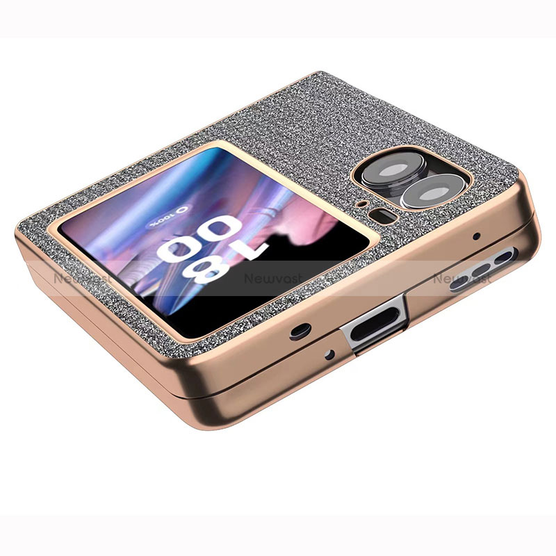 Luxury Leather Matte Finish and Plastic Back Cover Case BH3 for Oppo Find N2 Flip 5G