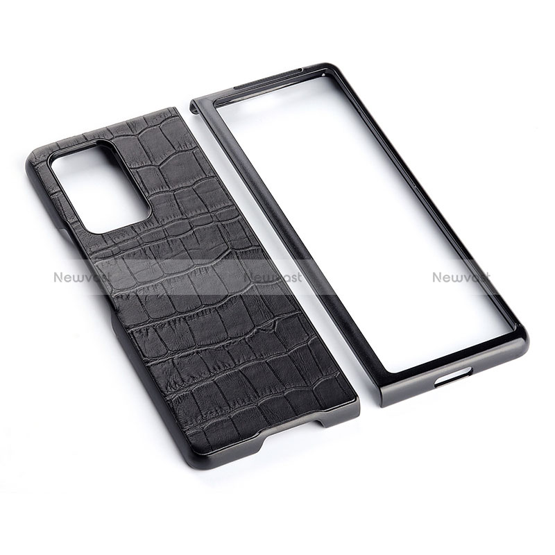 Luxury Leather Matte Finish and Plastic Back Cover Case BH3 for Samsung Galaxy Z Fold2 5G