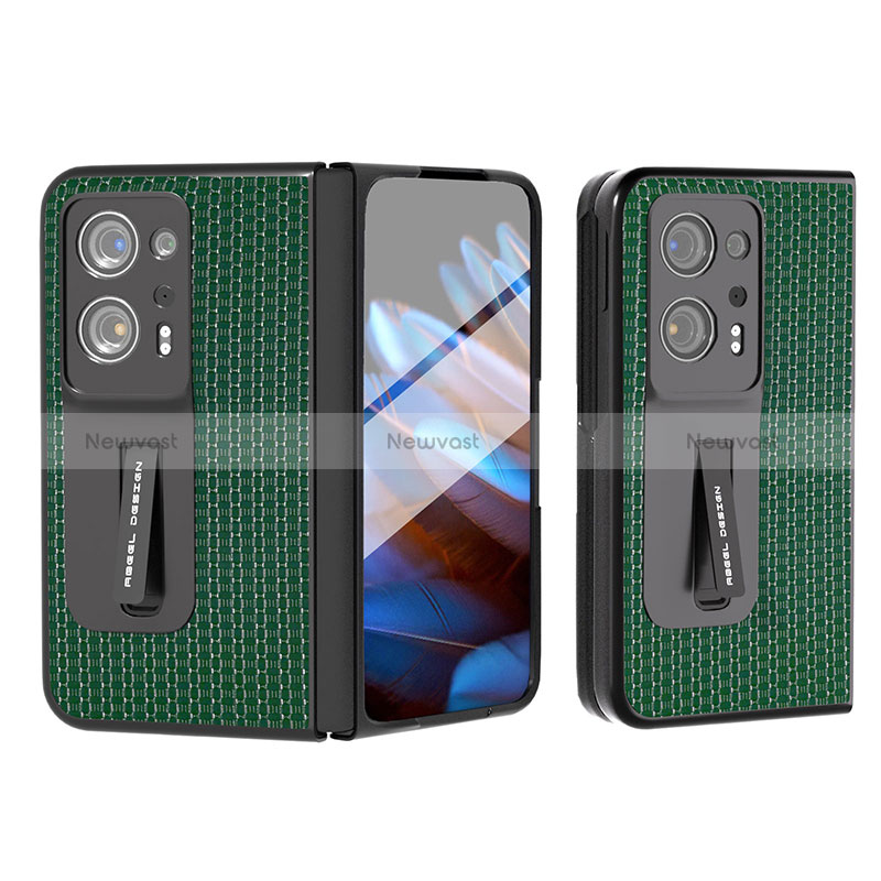 Luxury Leather Matte Finish and Plastic Back Cover Case BH4 for Oppo Find N2 5G Green