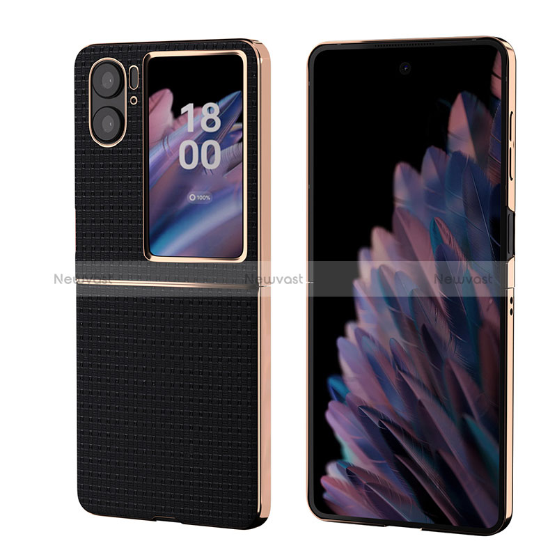 Luxury Leather Matte Finish and Plastic Back Cover Case BH4 for Oppo Find N2 Flip 5G