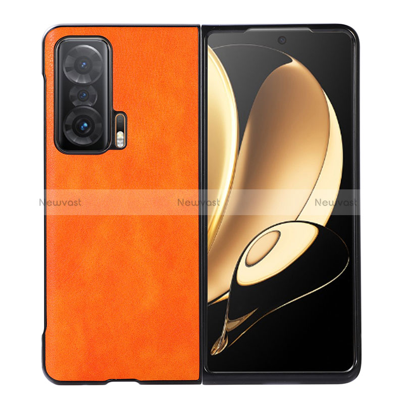 Luxury Leather Matte Finish and Plastic Back Cover Case BH5 for Huawei Honor Magic V 5G Orange