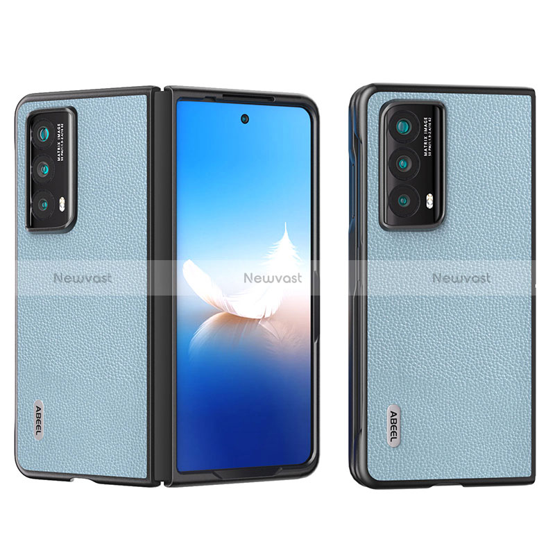 Luxury Leather Matte Finish and Plastic Back Cover Case BH5 for Huawei Honor Magic Vs2 5G Mint Blue