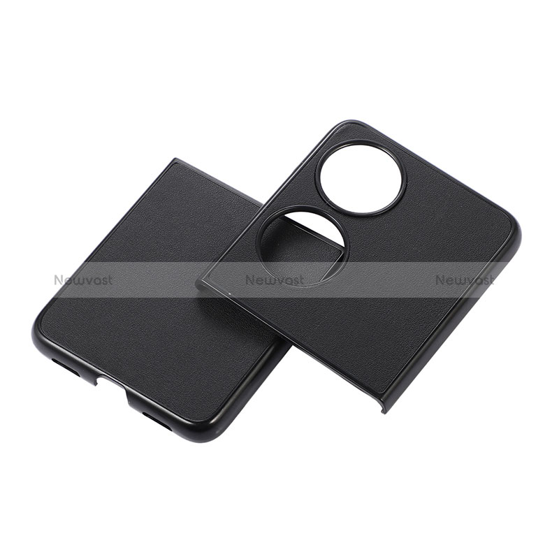 Luxury Leather Matte Finish and Plastic Back Cover Case BH5 for Huawei Pocket S Black