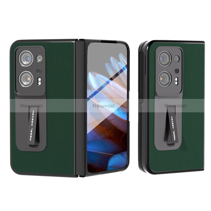 Luxury Leather Matte Finish and Plastic Back Cover Case BH5 for Oppo Find N2 5G Green