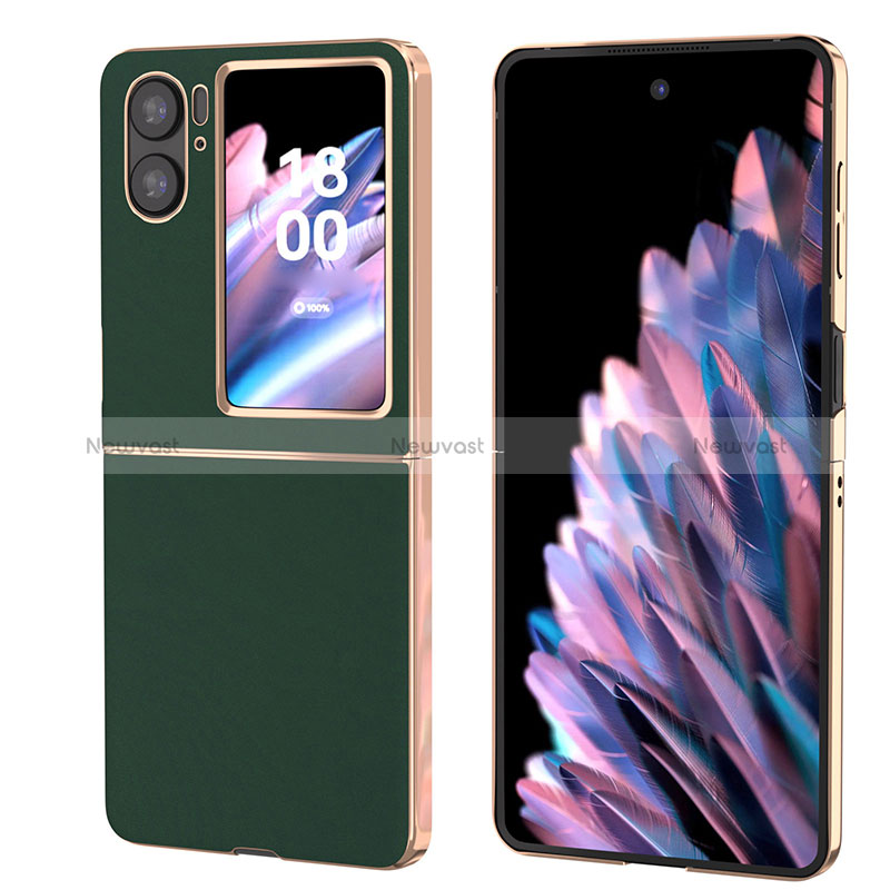 Luxury Leather Matte Finish and Plastic Back Cover Case BH5 for Oppo Find N2 Flip 5G