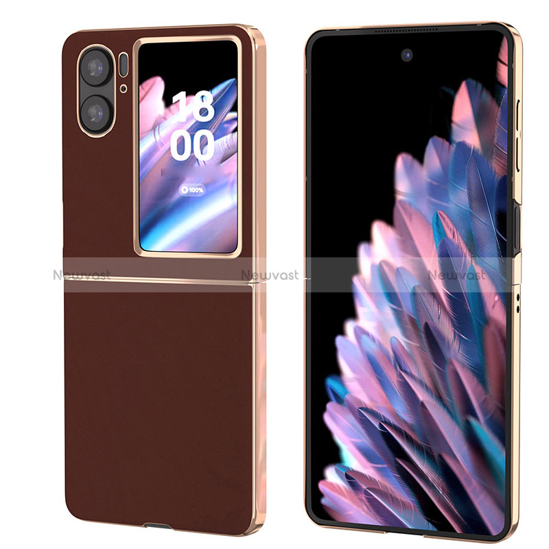 Luxury Leather Matte Finish and Plastic Back Cover Case BH5 for Oppo Find N2 Flip 5G