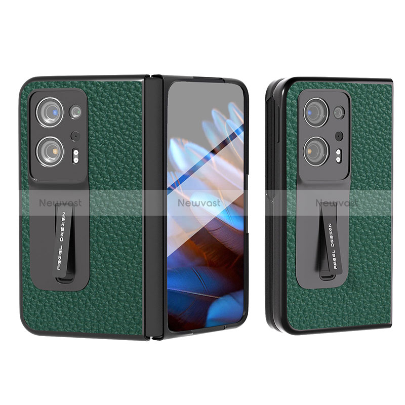 Luxury Leather Matte Finish and Plastic Back Cover Case BH8 for Oppo Find N2 5G Green