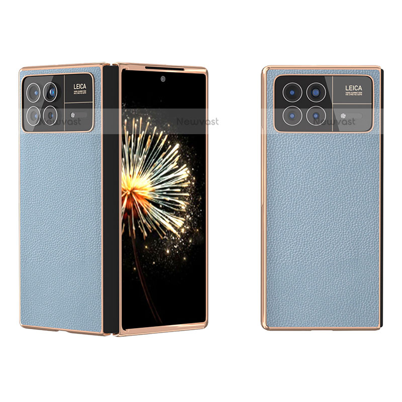 Luxury Leather Matte Finish and Plastic Back Cover Case BH9 for Xiaomi Mix Fold 3 5G Mint Blue