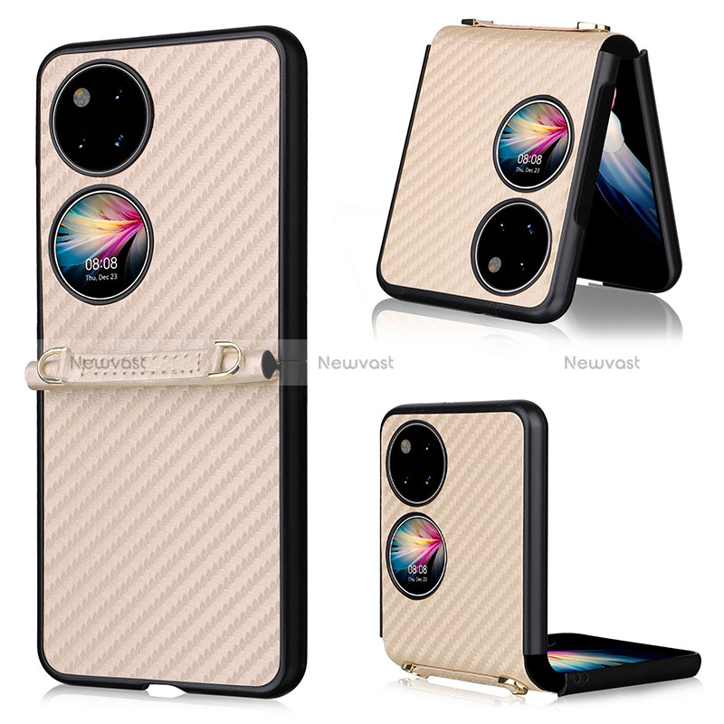 Luxury Leather Matte Finish and Plastic Back Cover Case BY1 for Huawei P50 Pocket