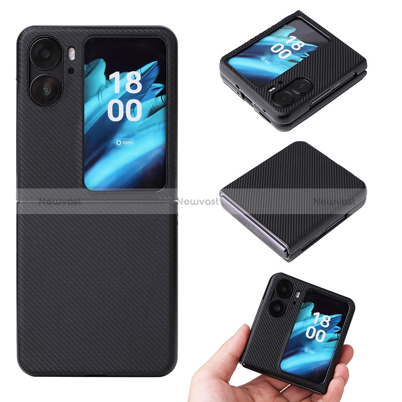 Luxury Leather Matte Finish and Plastic Back Cover Case BY1 for Oppo Find N2 Flip 5G