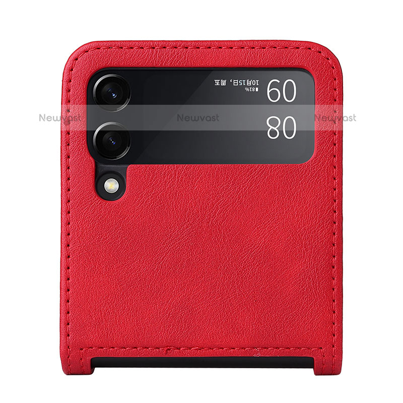 Luxury Leather Matte Finish and Plastic Back Cover Case BY1 for Samsung Galaxy Z Flip3 5G